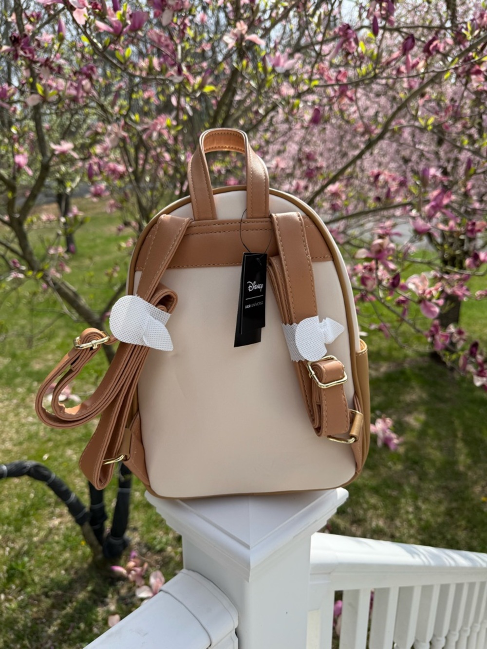 Disney Cream and Tan Mini Backpack with Gold Hardware